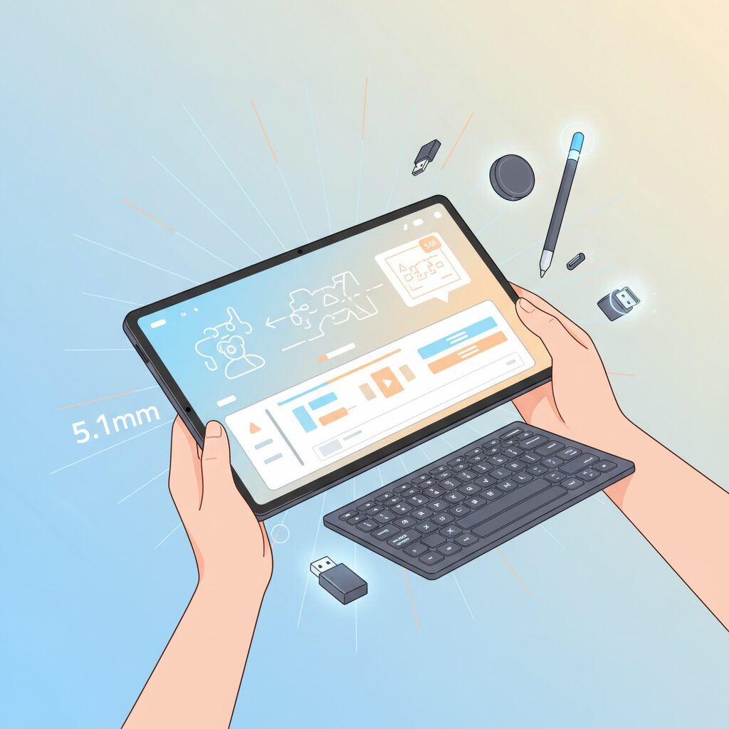 5.1mm極薄ボディに詰め込まれた設計と拡張性 のイメージ