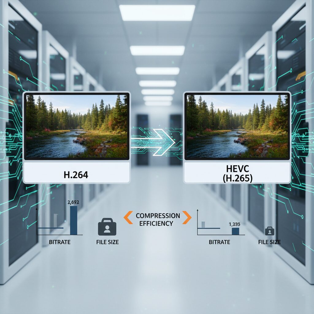 H.264とHEVCの画質・ビットレートを数値で比較 のイメージ