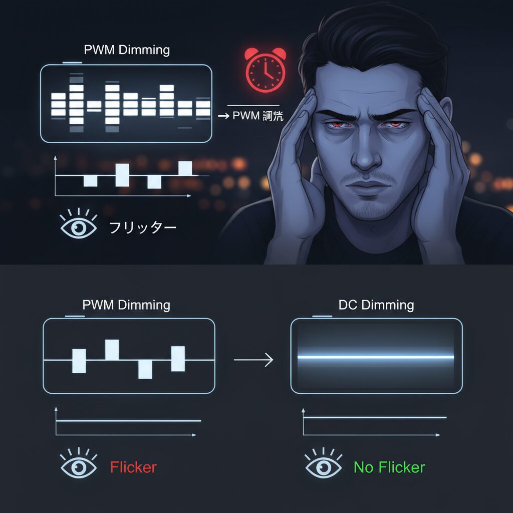 PWM調光の仕組みとフリッカーが発生する理由 のイメージ