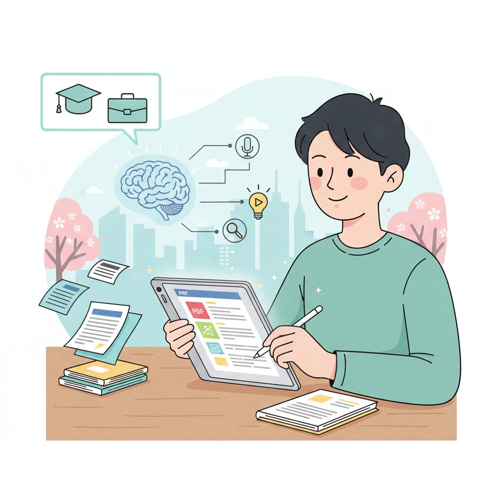 日本市場で進むPDF中心の学習・業務スタイル のイメージ