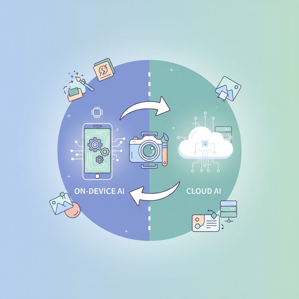 ハイブリッドAIとは何か：オンデバイスとクラウドの役割分担 のイメージ
