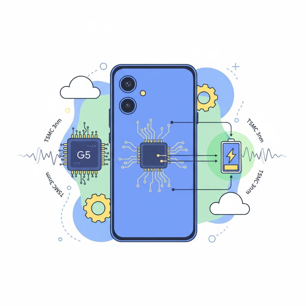 Tensor G5とTSMC 3nmプロセスが電池持ちに与える影響 のイメージ