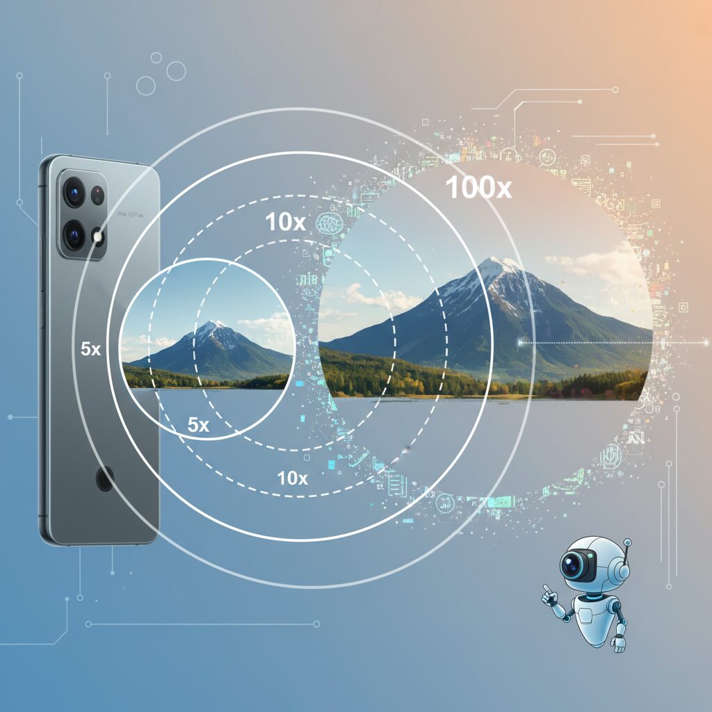 光学5倍から100倍へ：ズーム処理の仕組みと境界線 のイメージ