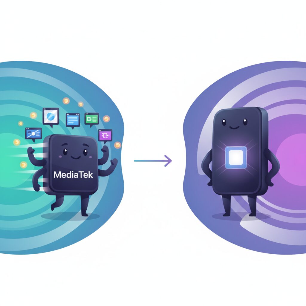 MediaTekとAppleシリコンとの性能思想の違い のイメージ