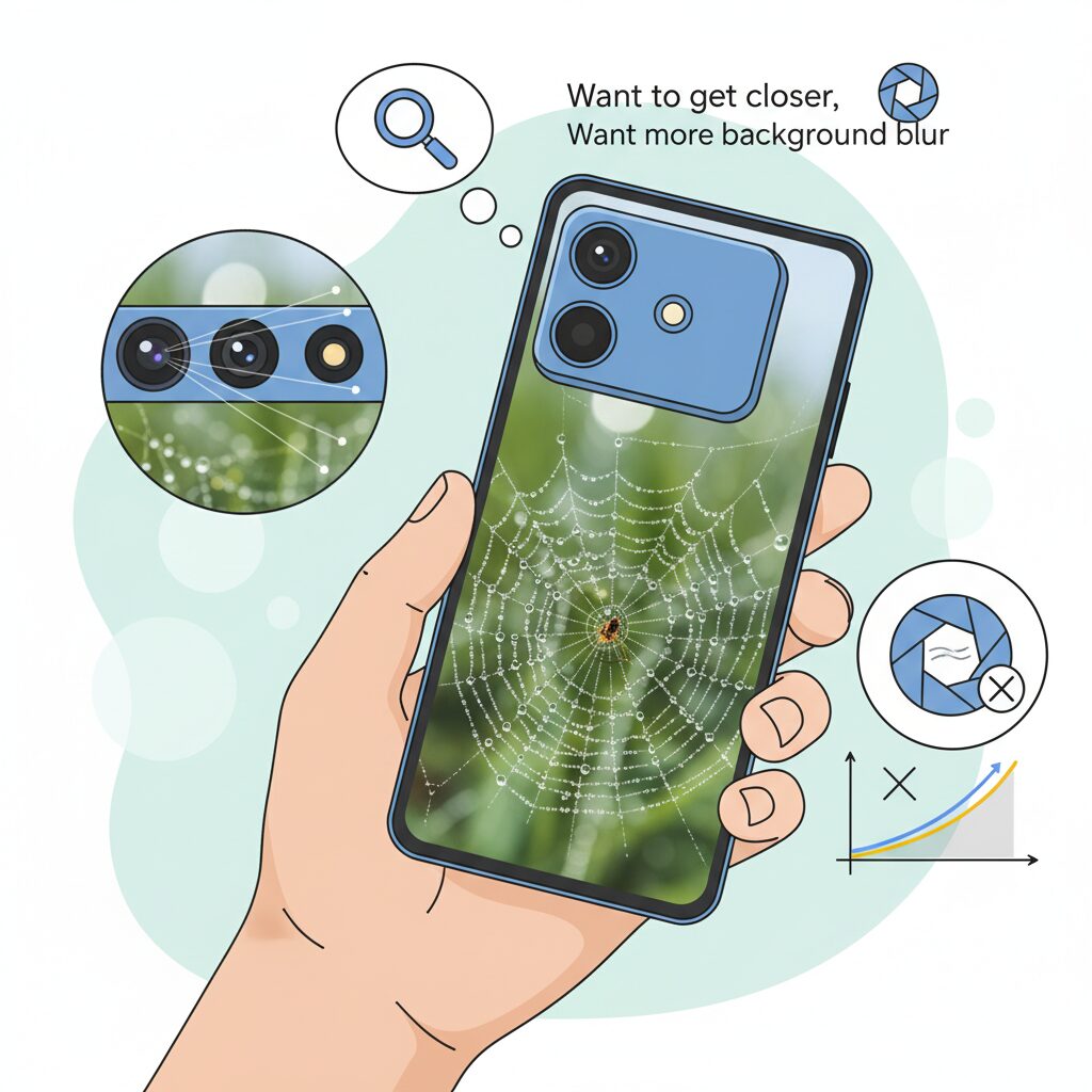 スマートフォンにおけるマクロ撮影の基本と光学的制約 のイメージ