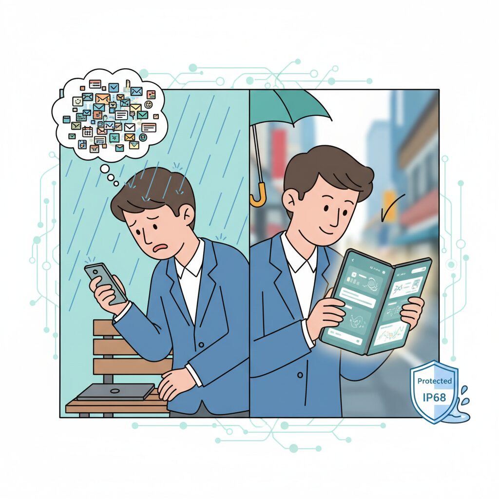 IP68対応が変えるフォルダブル端末の信頼性 のイメージ