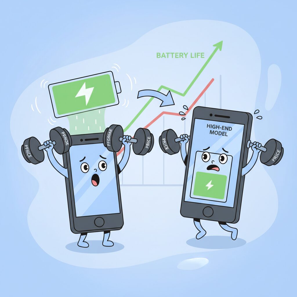 ベンチマークが示す電池持ちの逆転現象 のイメージ