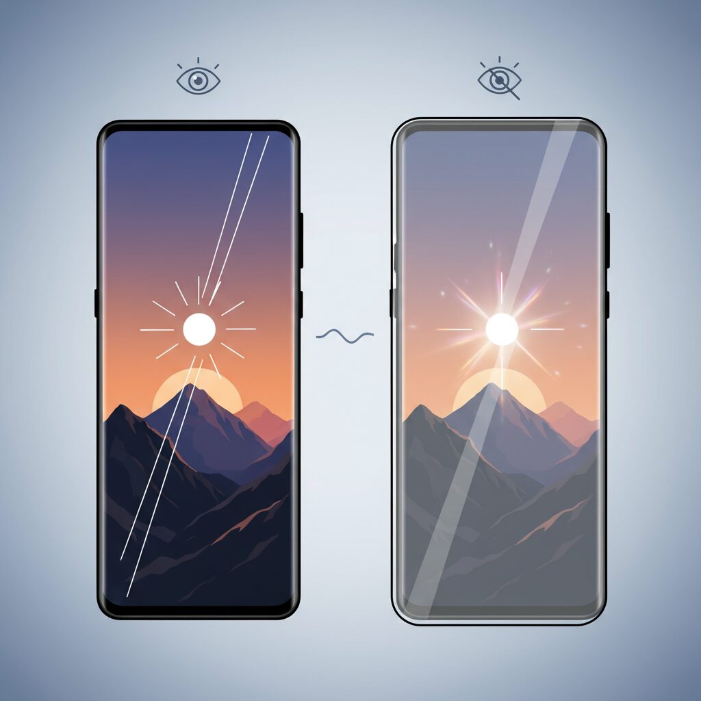 強化ガラスフィルムが画質を変えてしまう理由 のイメージ