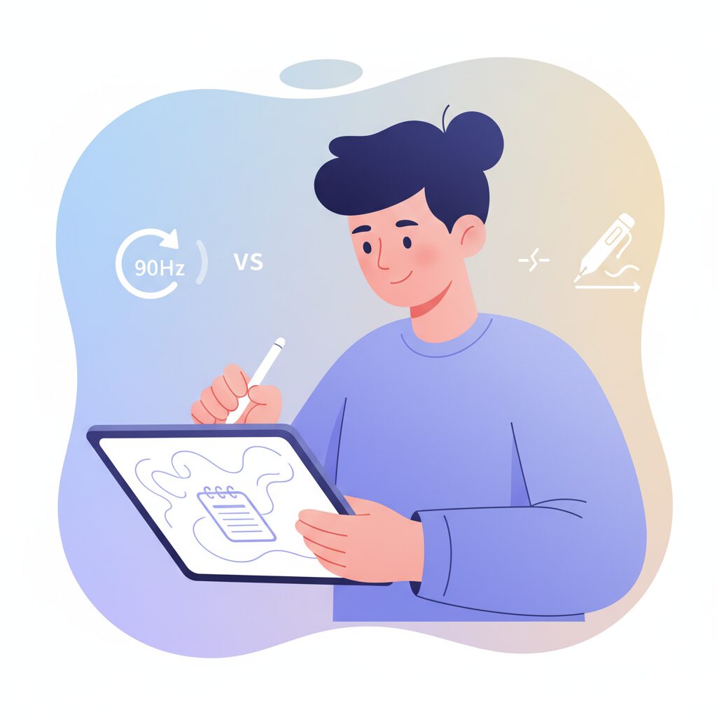 90Hzディスプレイとペン遅延の関係 のイメージ