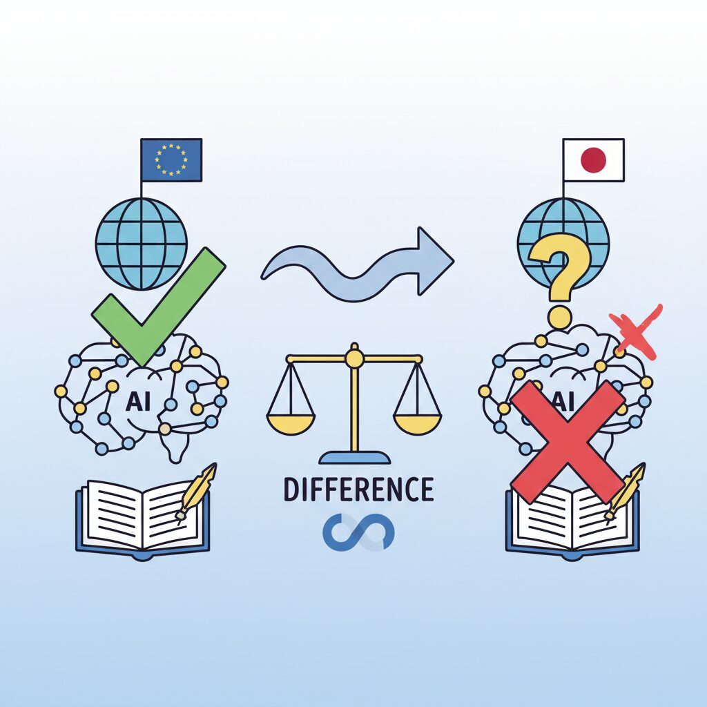 生成AIと著作権：日本法との決定的な違い のイメージ