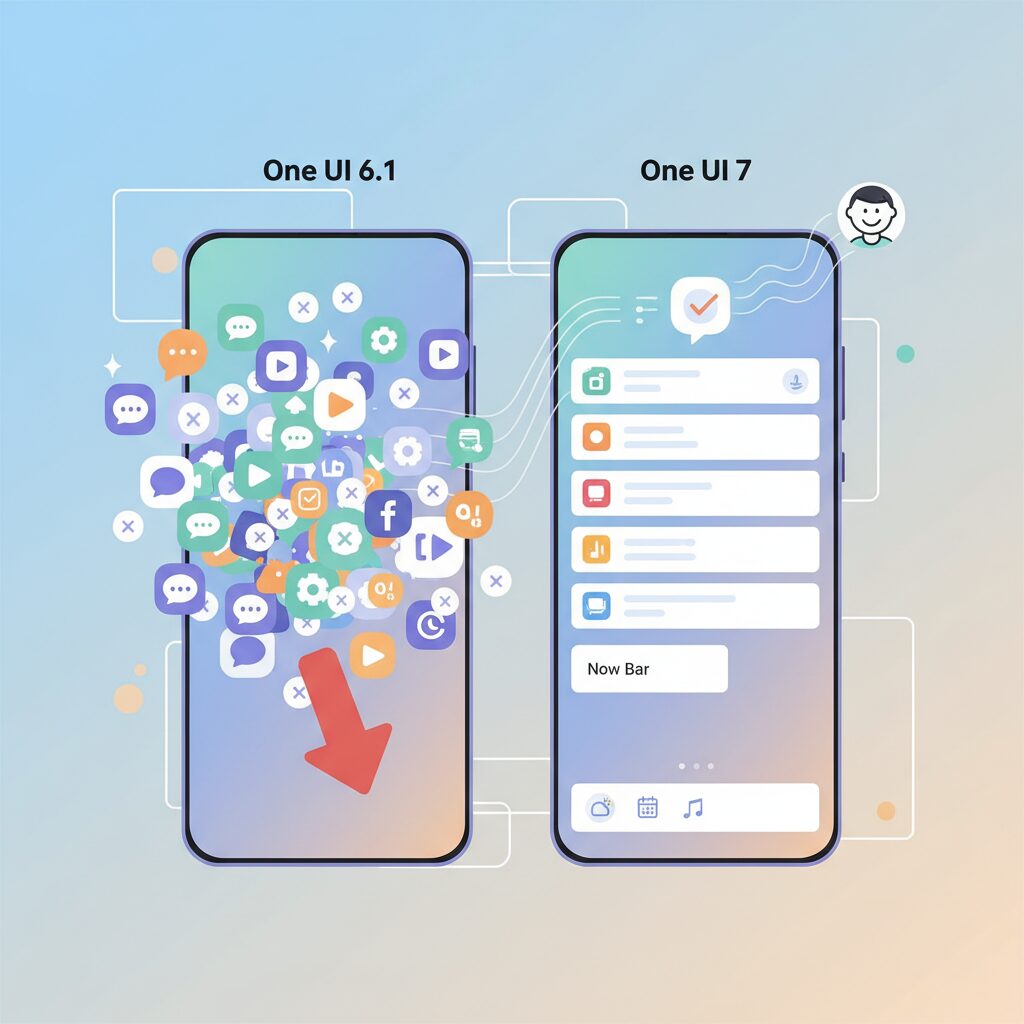 One UI 6.1までの通知管理で評価されてきたポイント のイメージ