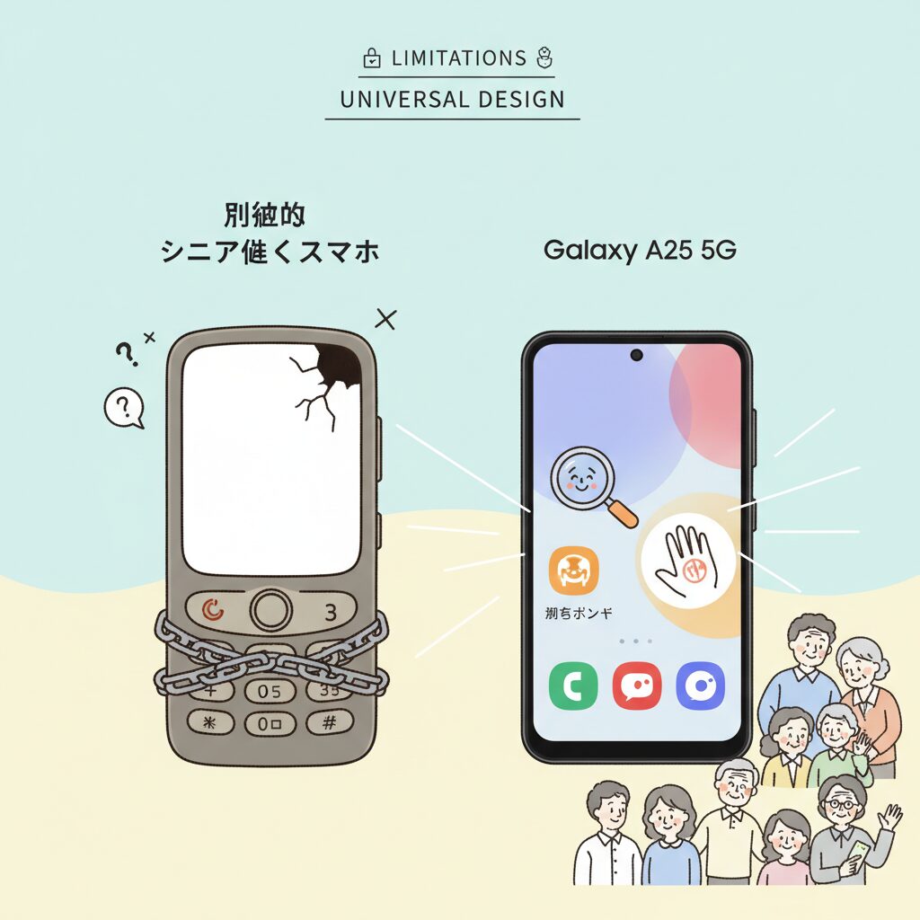 従来のシニア向けスマホが抱えてきた限界 のイメージ