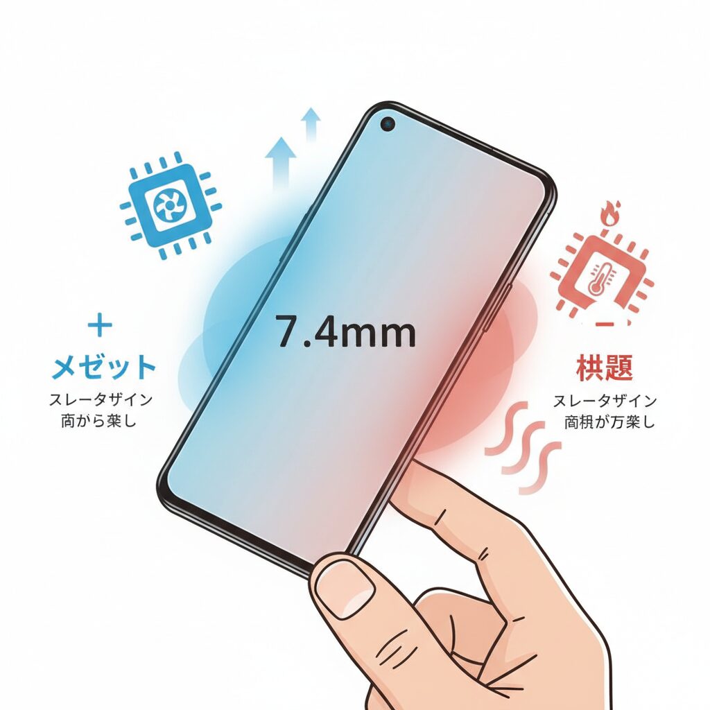 7.4mmの薄型設計がもたらすメリットと避けられない課題 のイメージ