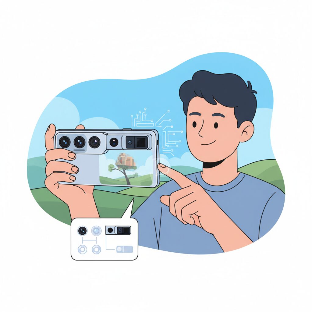 クアッドカメラ構成と望遠センサーの基本仕様 のイメージ