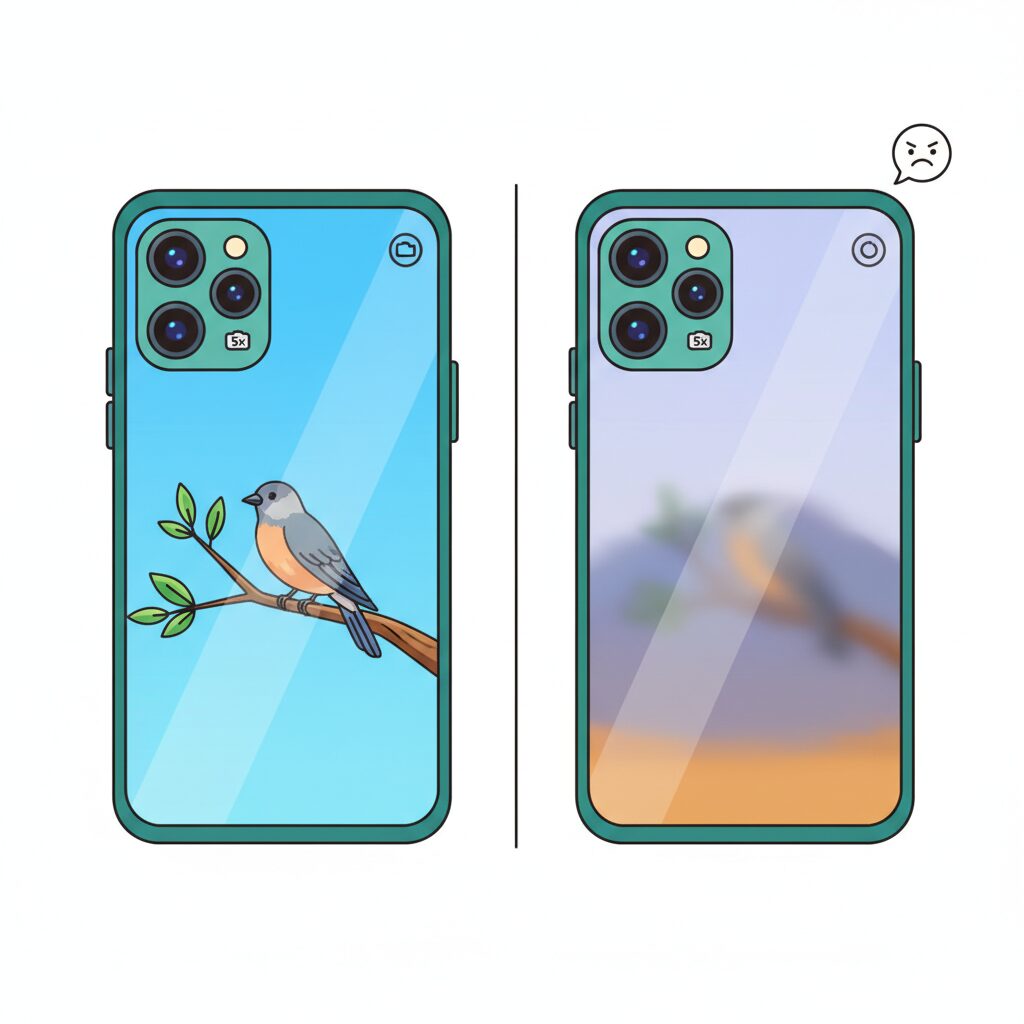 5倍ペリスコープ望遠の強みと弱点 のイメージ