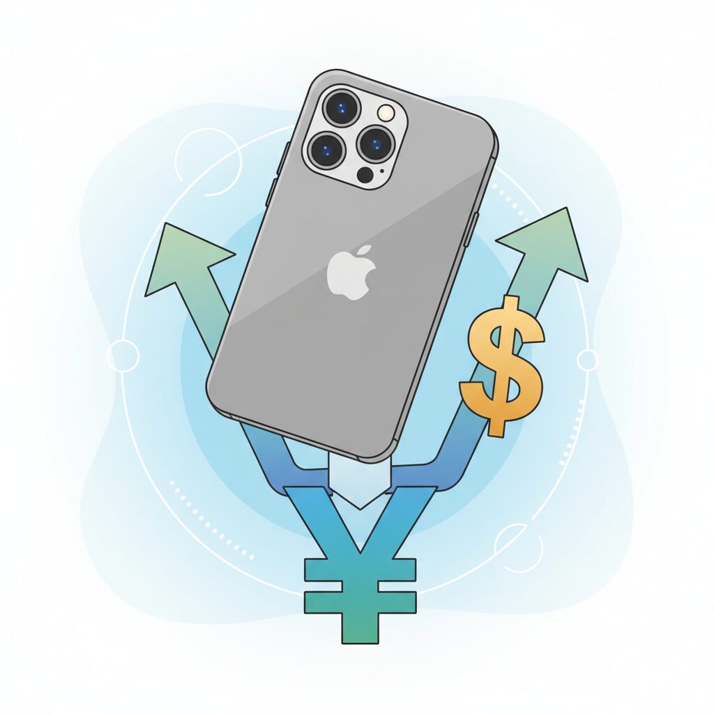 円安がiPhone 16の価格を押し上げる仕組み のイメージ