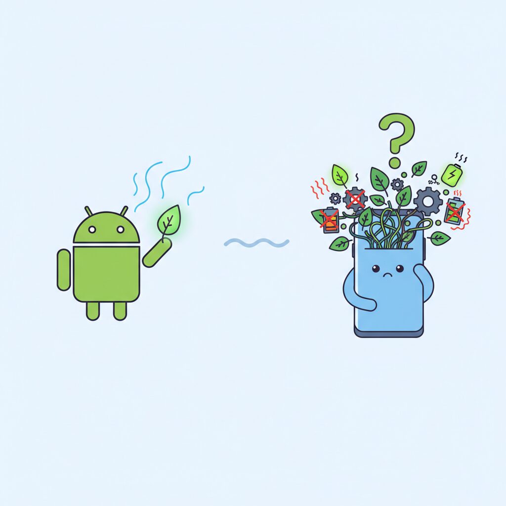 Android標準の省電力思想とSamsung独自実装の違い のイメージ