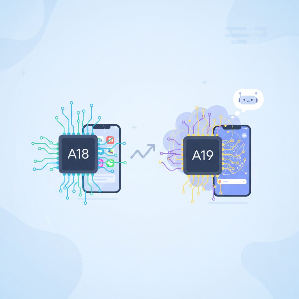 A19チップとA18チップの性能差とAI体験 のイメージ