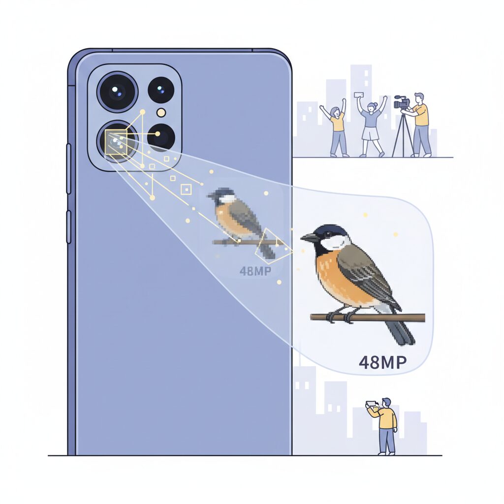 48MP望遠センサーがもたらす画質向上の仕組み のイメージ