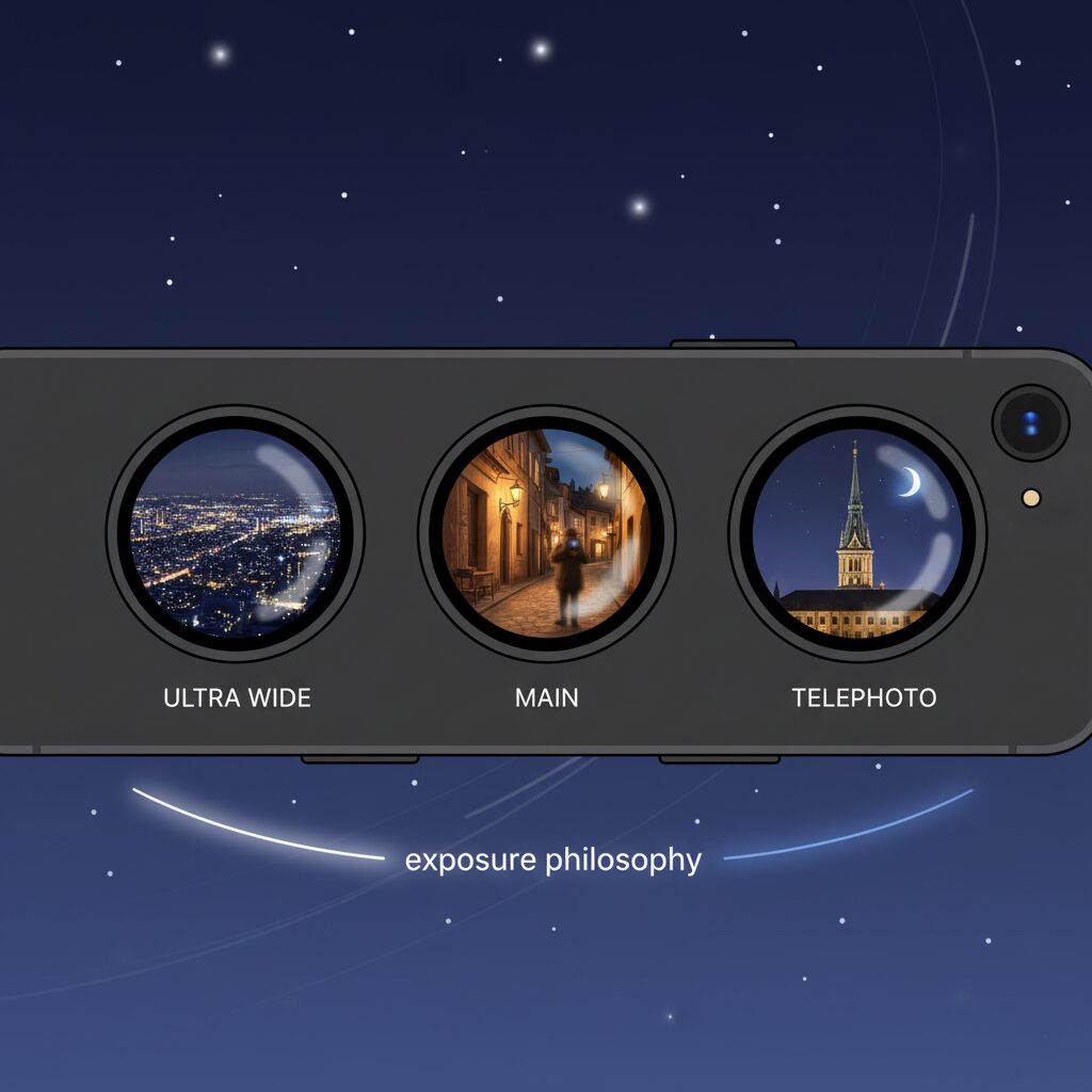 レンズ別に見るナイトモード性能と露出特性の違い のイメージ