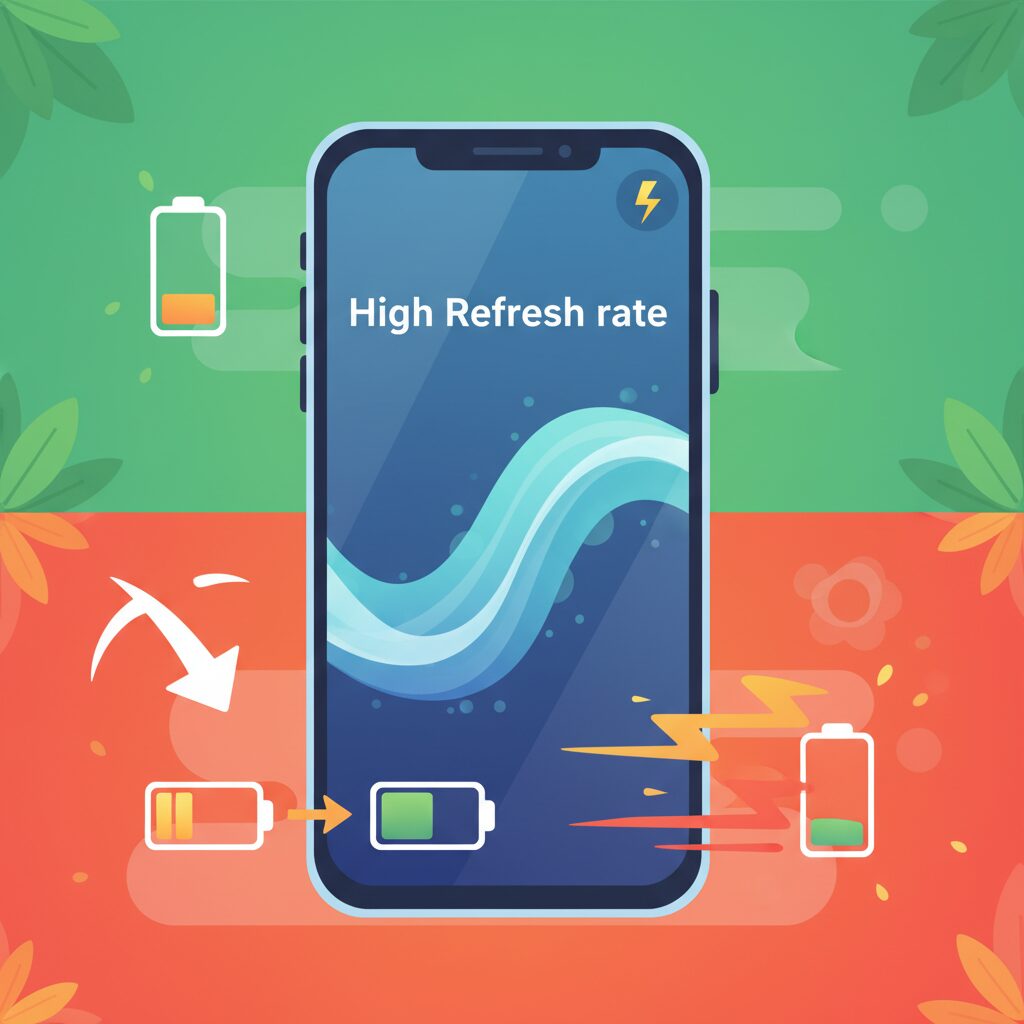 高リフレッシュレートとバッテリー消費の関係 のイメージ