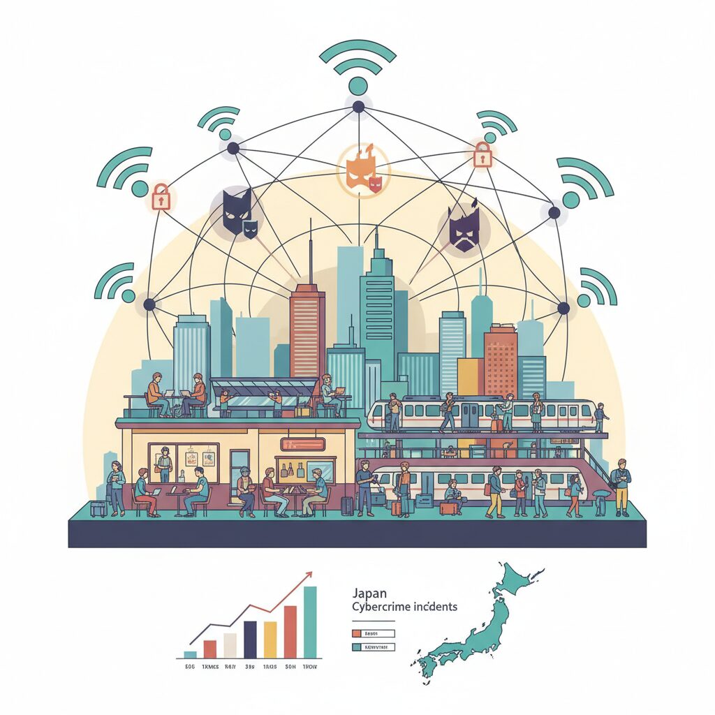 日本で急増するサイバー犯罪と公共ネットワークの関係 のイメージ