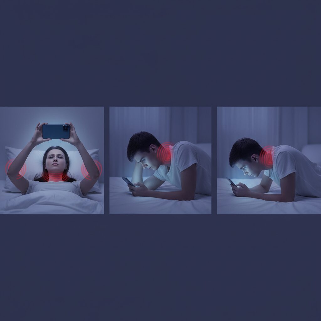 姿勢別に見る寝ながらスマホの危険度 のイメージ