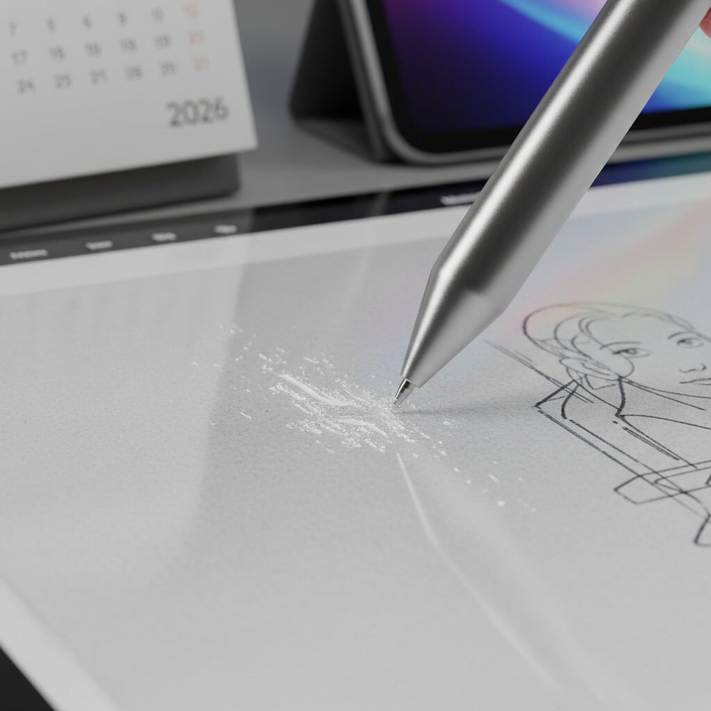 スタイラスペンとフィルムの摩耗メカニズム のイメージ