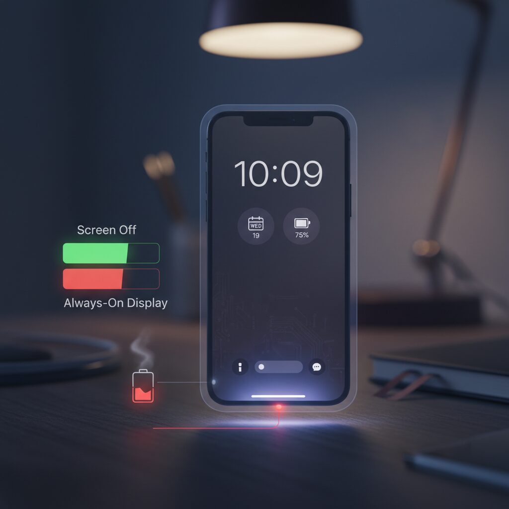 常時表示ディスプレイの仕組みとバッテリー消費の現実 のイメージ