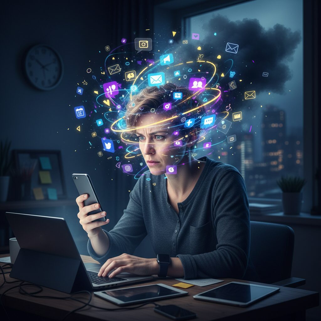 通知過多が生む集中力低下とメンタルへの影響 のイメージ