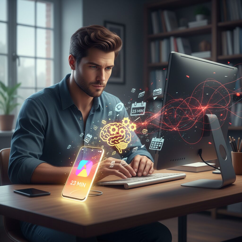 中断が生む23分のロスと認知コストの正体 のイメージ