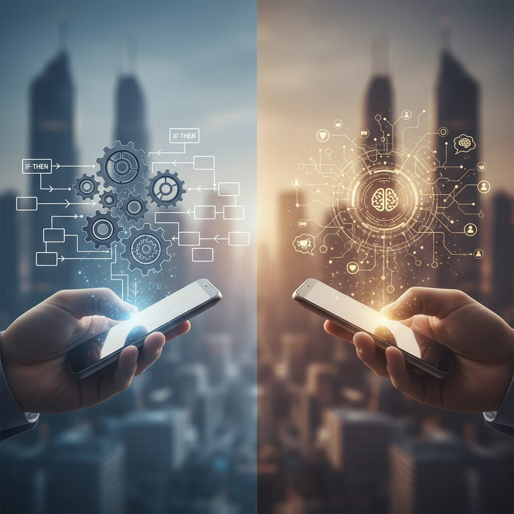 エージェンティックAIとは何か、従来型自動化との違い のイメージ