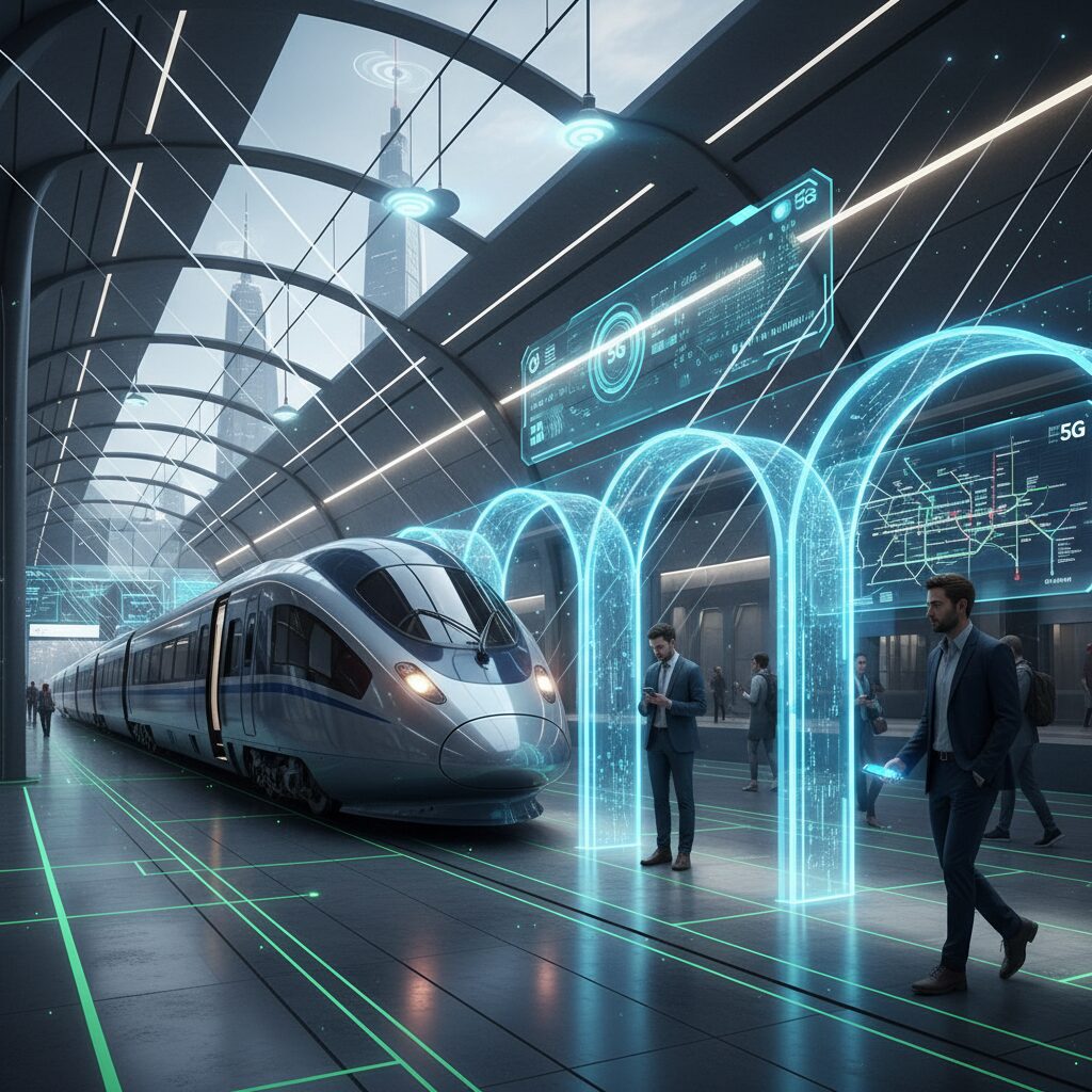 クラウド改札と5Gが変える鉄道インフラ のイメージ