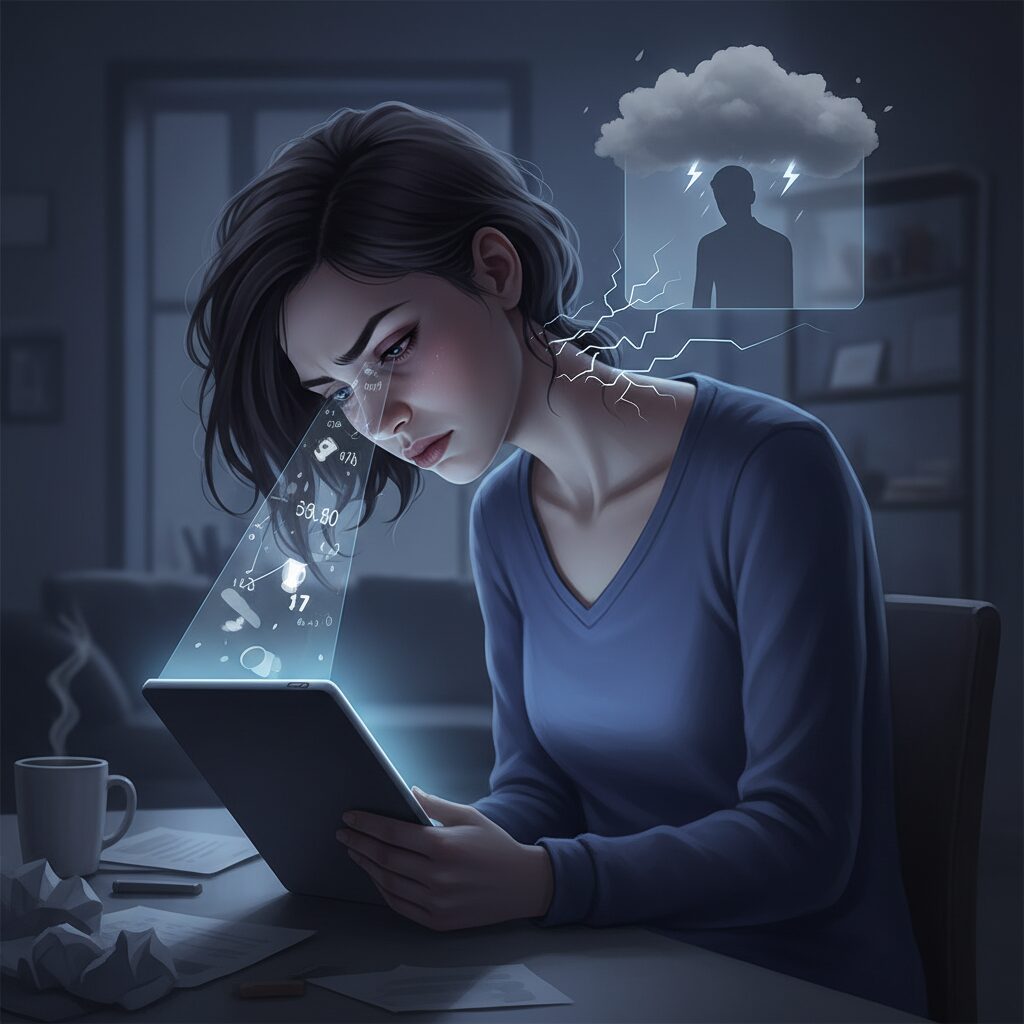 姿勢の乱れが視力とメンタルに及ぼす影響 のイメージ